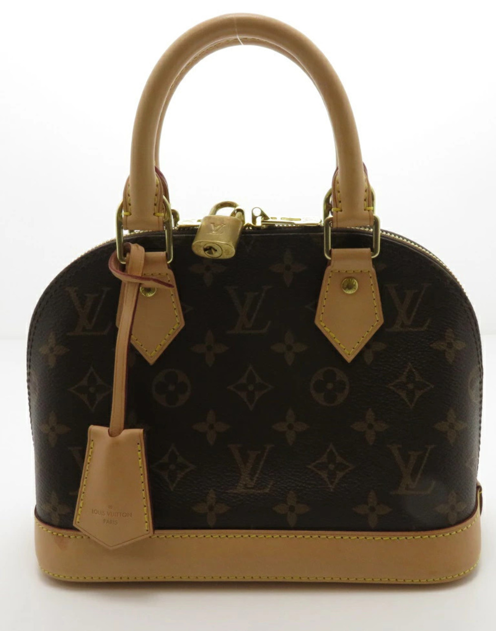 LOUIS VUITTON Alma Monogram Handbag Leather Brown